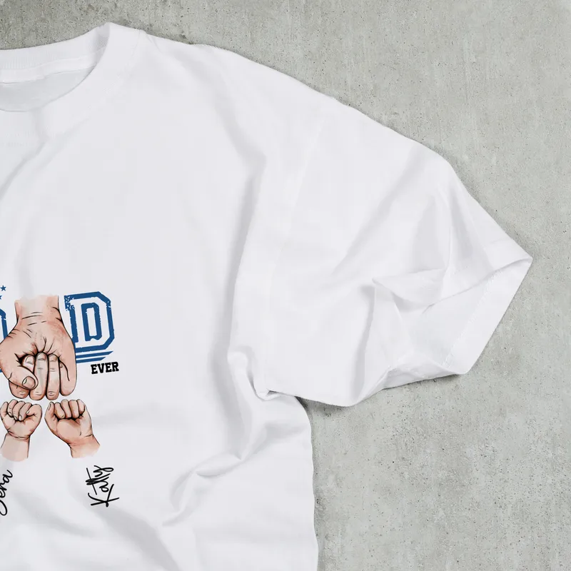 Personalised Best Dad T-Shirt with Two Kids' Names