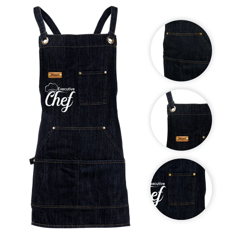 Custom Chef Apron with Leather Accents for Men and Women