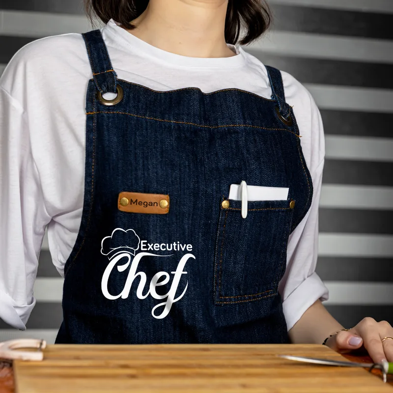 Custom Chef Apron with Leather Accents for Men and Women