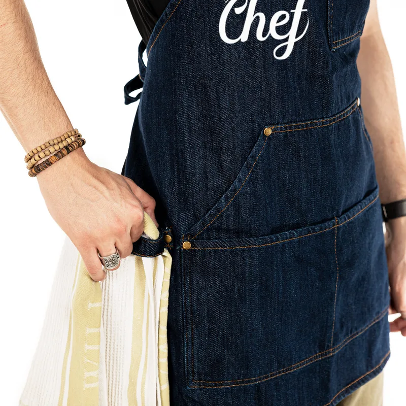 Custom Chef Apron with Leather Accents for Men and Women