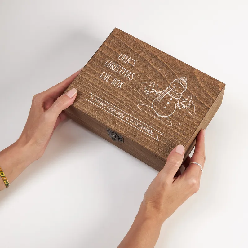 Custom Christmas Eve Wooden Keepsake Box for All Ages