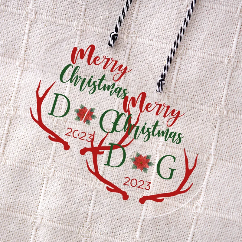 Custom Christmas Ornament with Merry Lettering