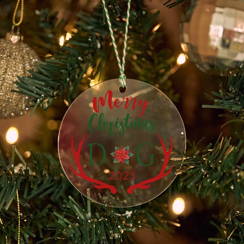 Custom Christmas Ornament with Merry Lettering