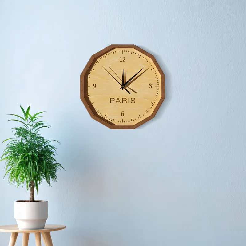 Personalised City Engraved Wooden Wall Clock for Home Decor