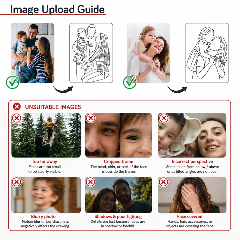 Custom Dad and Child Line Art Photo Matching T Shirts