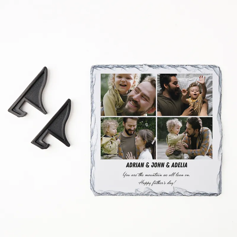 Custom Dad Photo Collage Stone Plaque 7.5x7.5 in