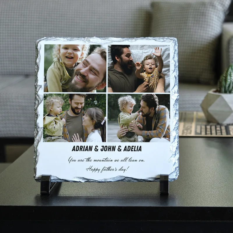 Custom Dad Photo Collage Stone Plaque 7.5x7.5 in