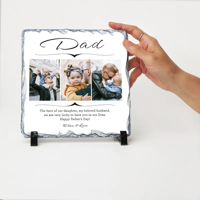 Personalised Dad Photo Slate Desk Plaque 19x19 cm
