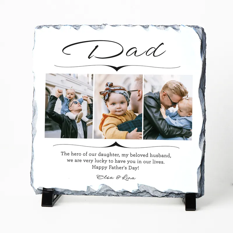 Personalised Dad Photo Slate Desk Plaque 19x19 cm