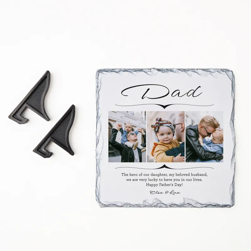 Personalised Dad Photo Slate Desk Plaque 19x19 cm