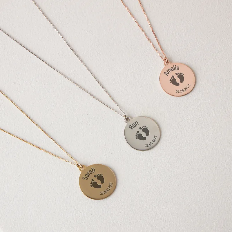 Custom Date and Name Necklace in Sterling Silver for New Mother