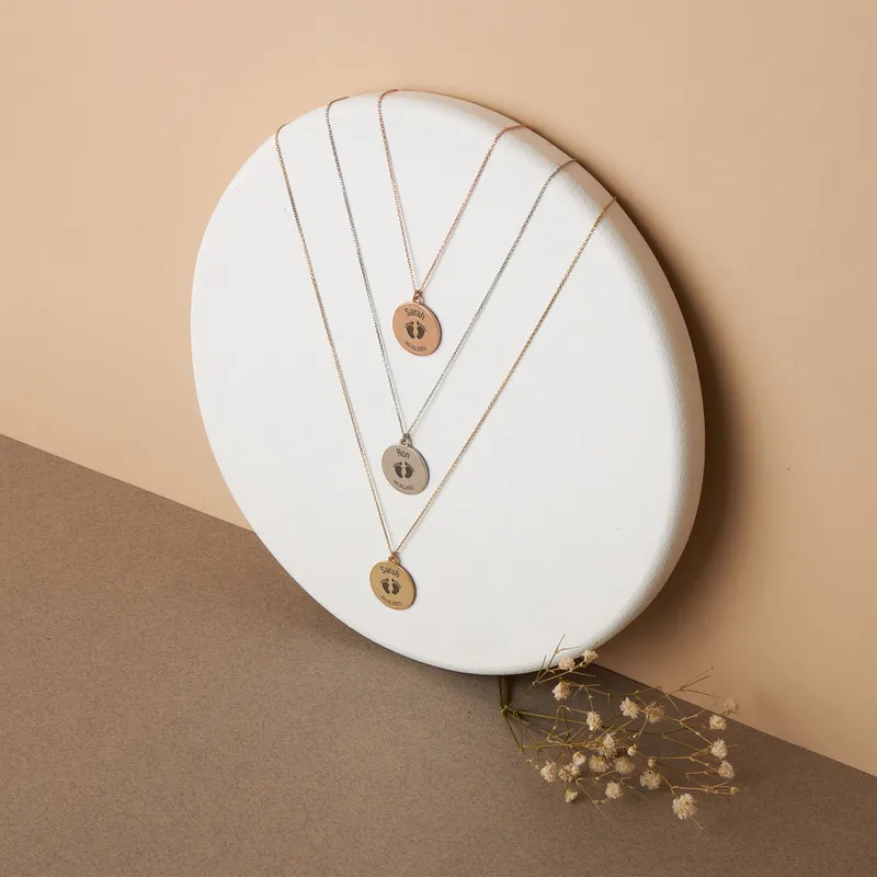 Custom Date and Name Necklace in Sterling Silver for New Mother