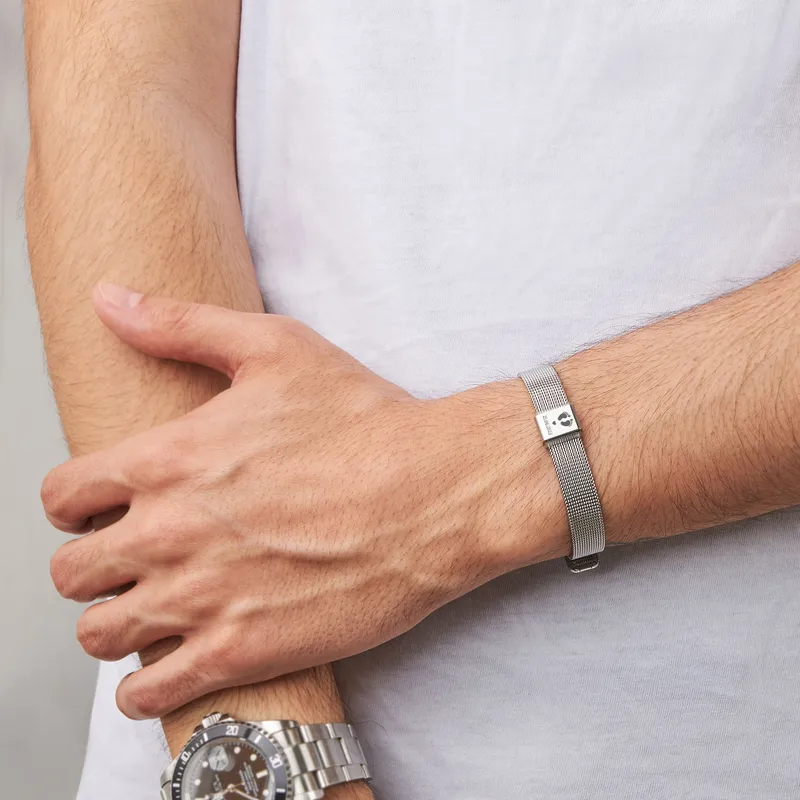 Custom Date Mesh Steel Bracelet for New Dads