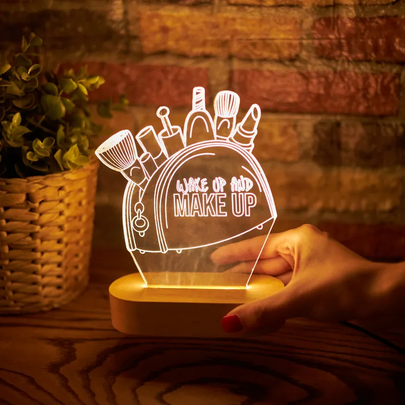 Custom Decorative Led Lamp With Makeup Bag Design