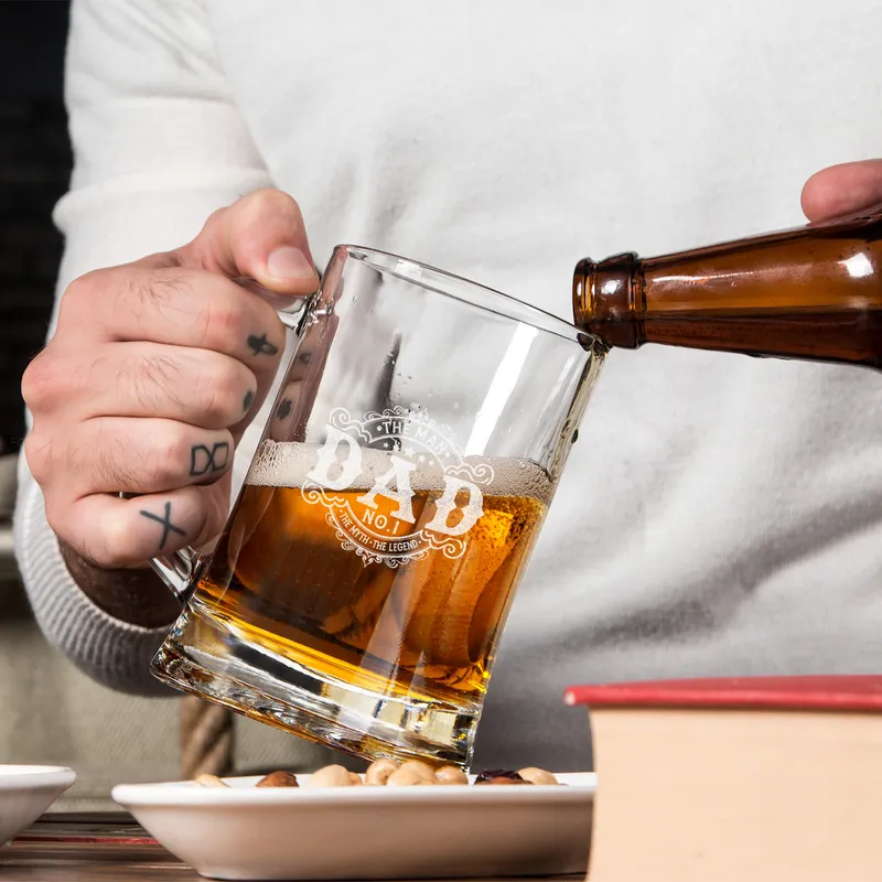 Engraved Dad Beer Mug for Birthdays and Father's Day