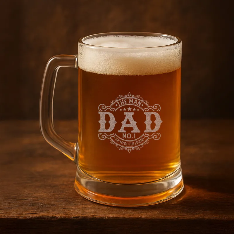 Engraved Dad Beer Mug for Birthdays and Father's Day