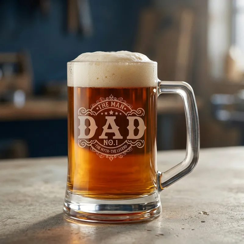 Engraved Dad Beer Mug for Birthdays and Father's Day
