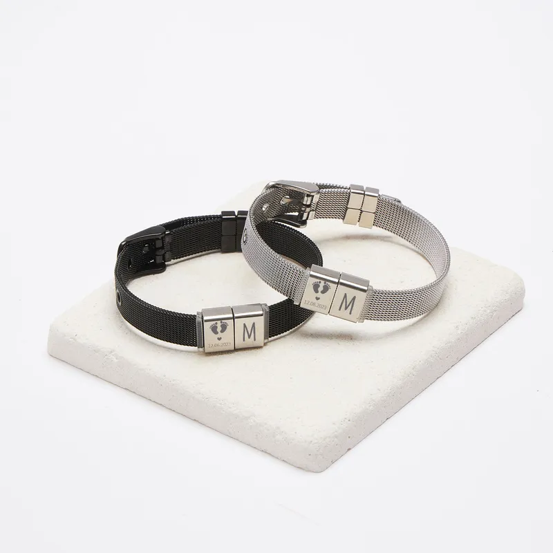 Custom Engraved Dual-Lock Male Wristband for New Fathers