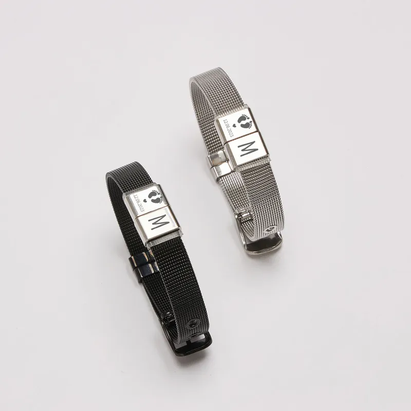 Custom Engraved Dual-Lock Male Wristband for New Fathers