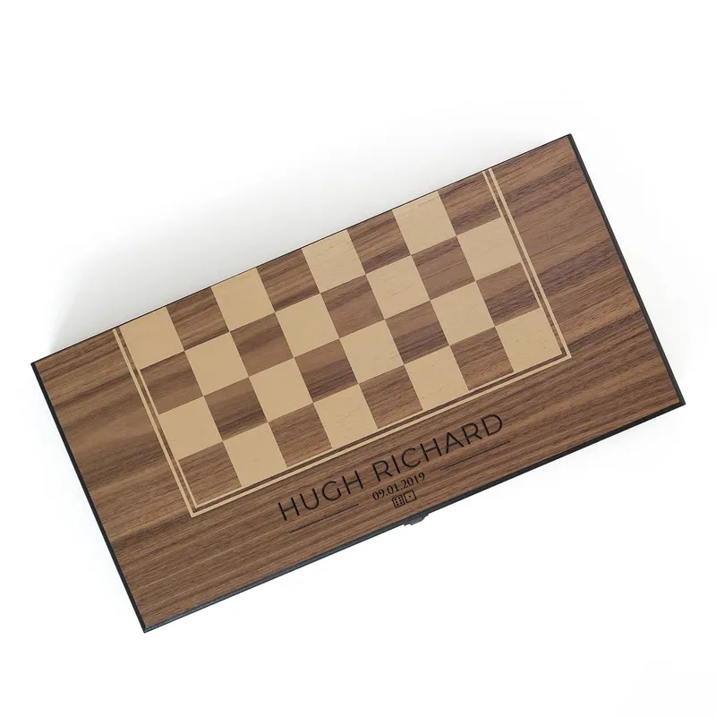 Custom Engraved Walnut Backgammon Set for Men Gift