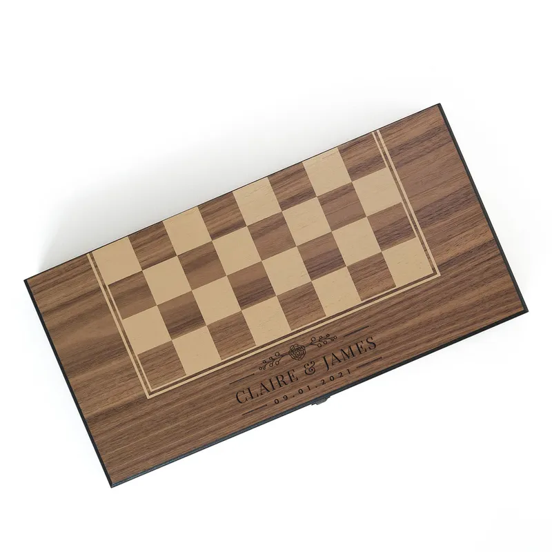 Custom Engraved Walnut Backgammon Set for Special Occasions