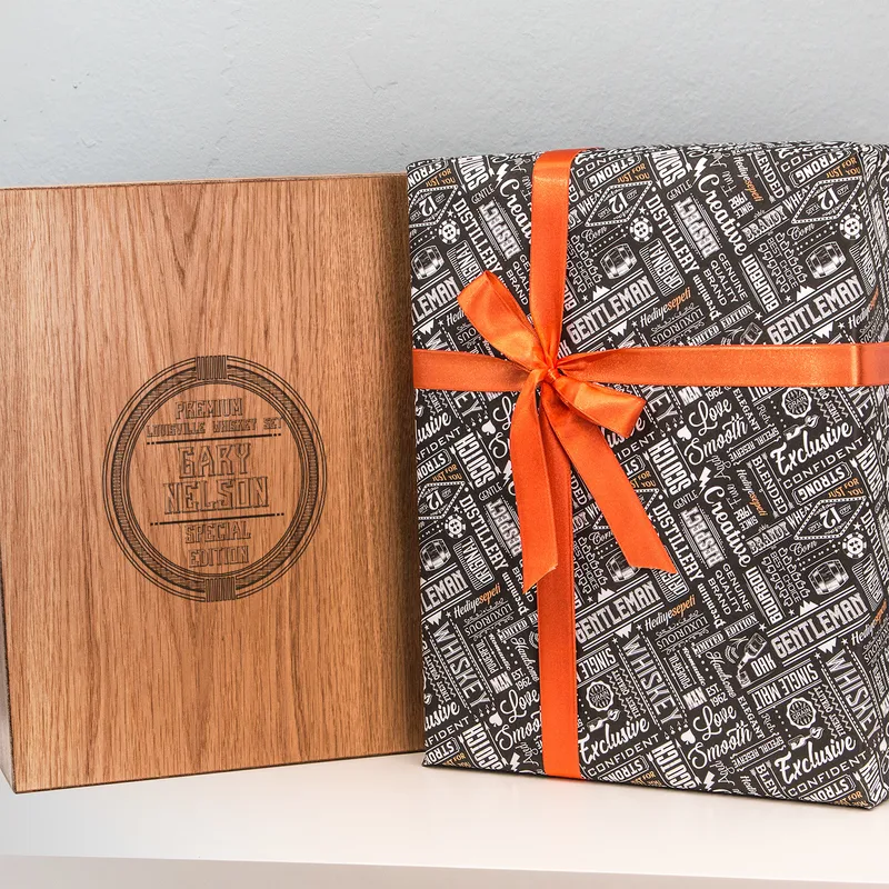 Custom Engraved Whiskey Decanter Set with Wooden Box