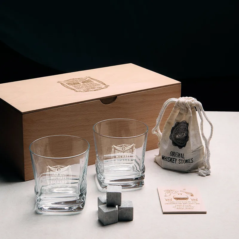 Custom Engraved Whiskey Glass Set for Birthday Gift