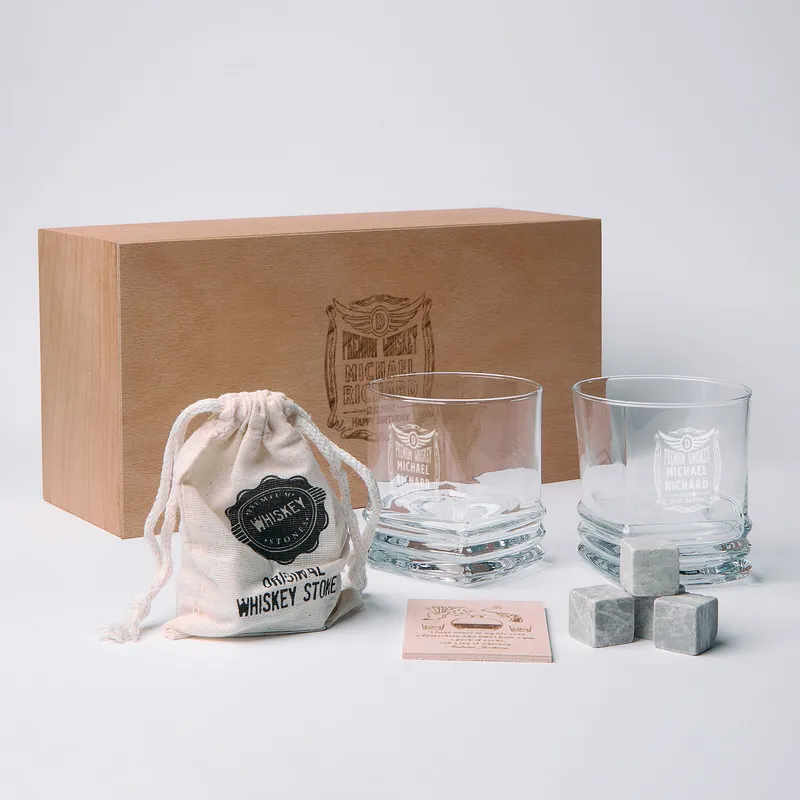 Custom Engraved Whiskey Glass Set for Birthday Gift