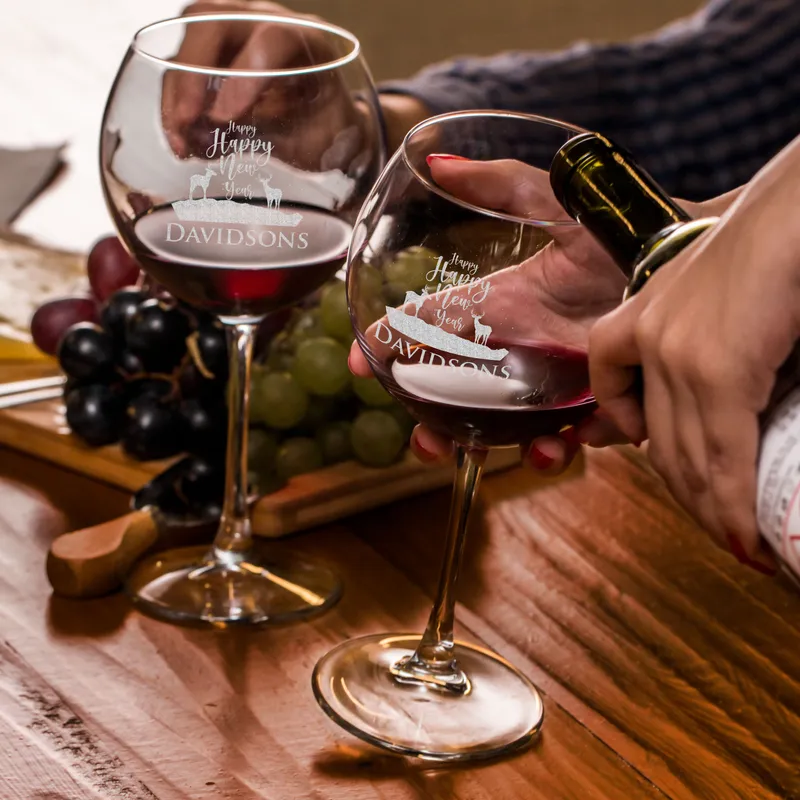 Custom Engraved Wine Glass Set for Family Celebrations