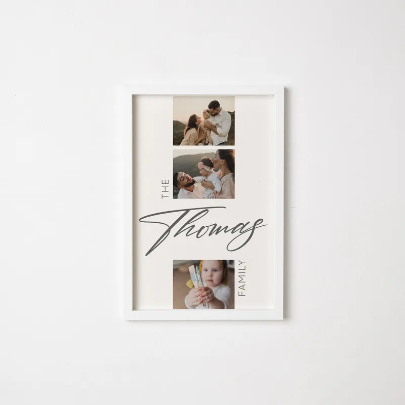 Custom Family Name Collage Picture Frame with Photo Prints