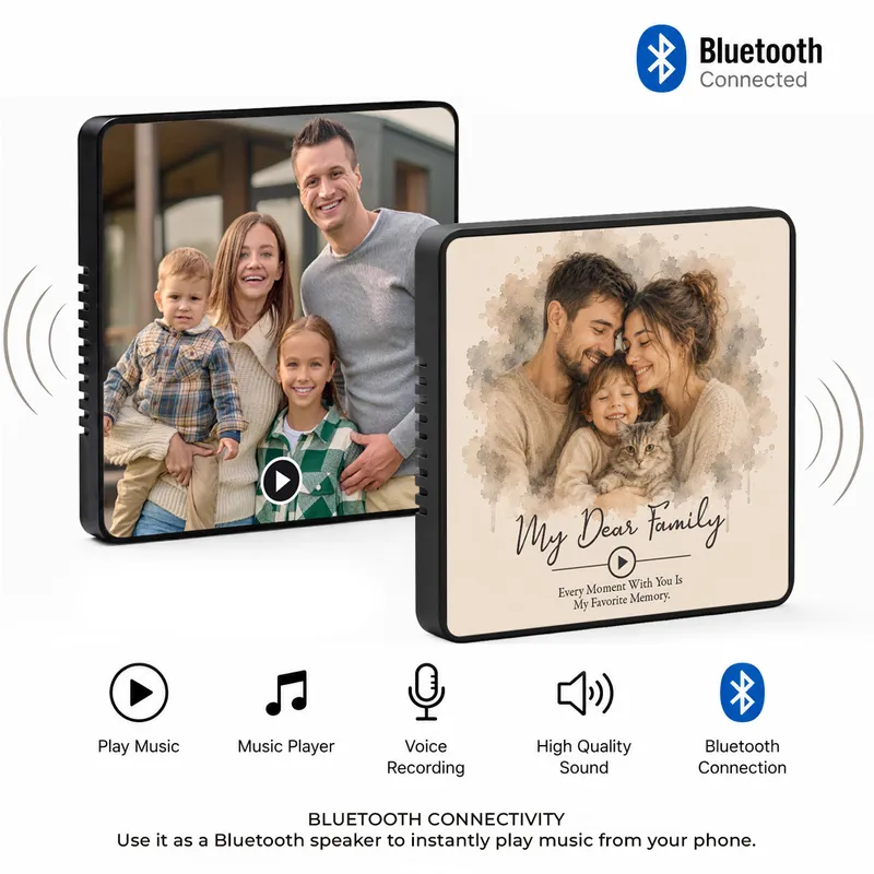 Custom Family Name Photo Magnet Music Player Gift