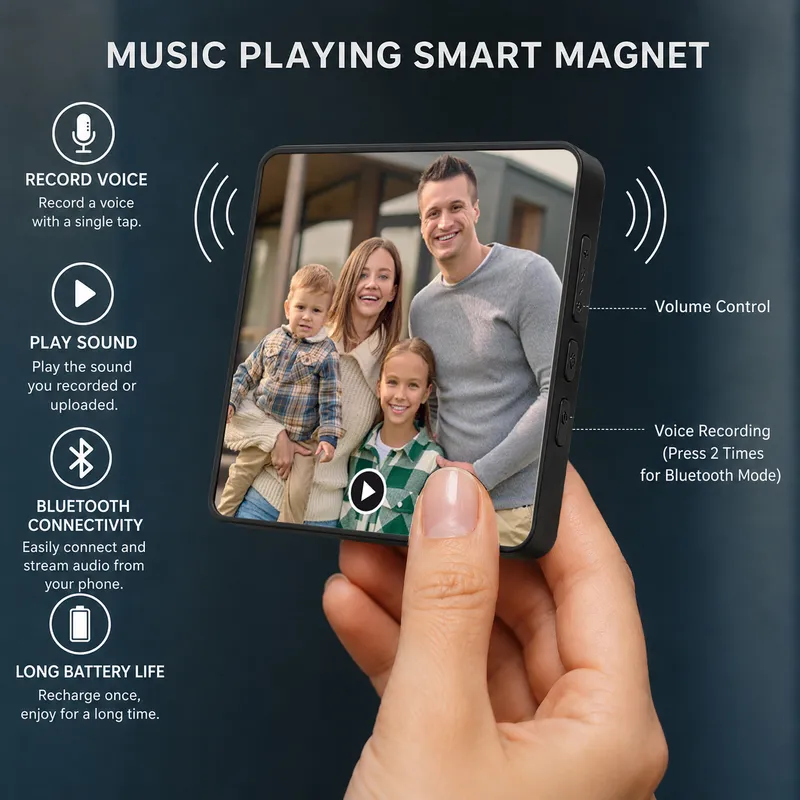 Custom Family Name Photo Magnet Music Player Gift