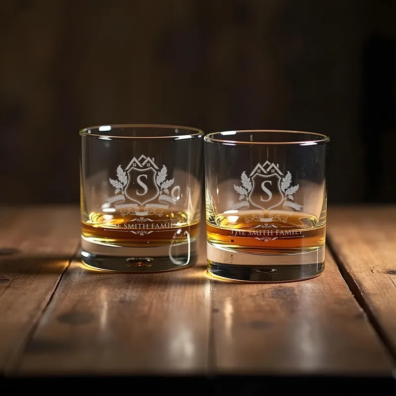 Custom Family Name Whiskey Glass Set for Birthday Gift