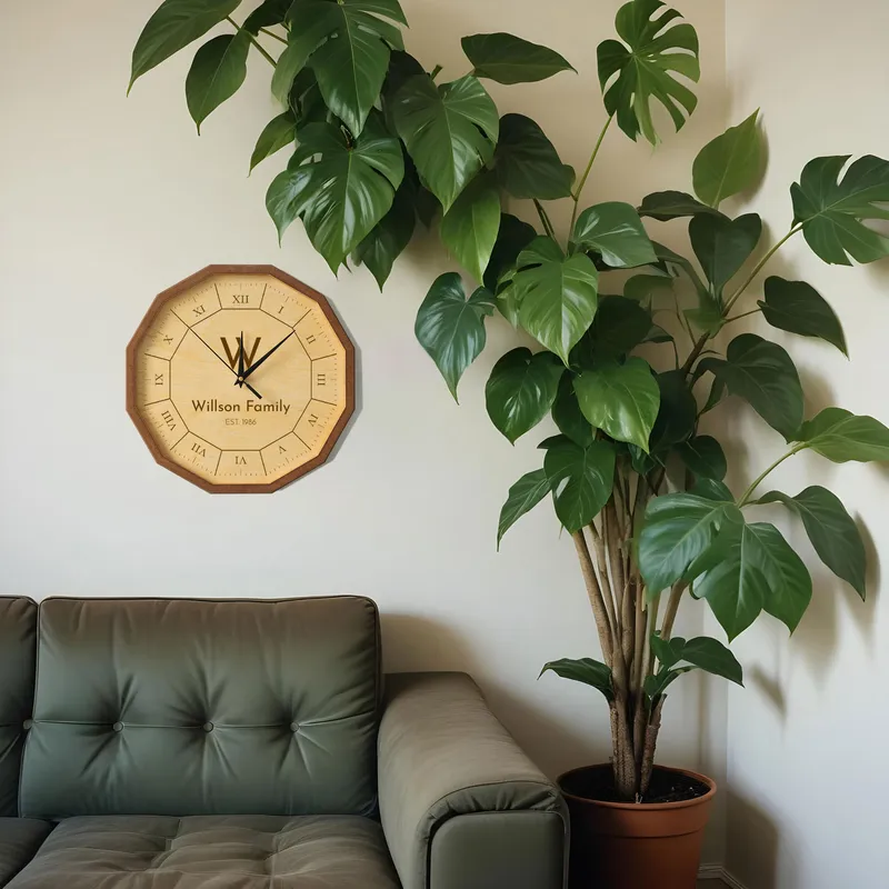 Custom Family Name Wooden Wall Clock for Home Decor