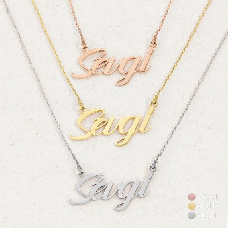 Personalised Silver Name Necklace in Handwriting Style