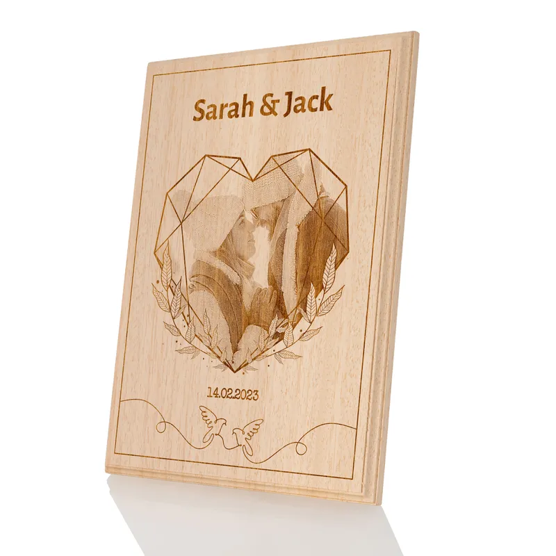 Custom Heart Photo Wooden Frame for Couples