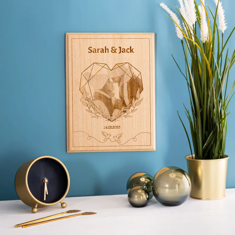 Custom Heart Photo Wooden Frame for Couples