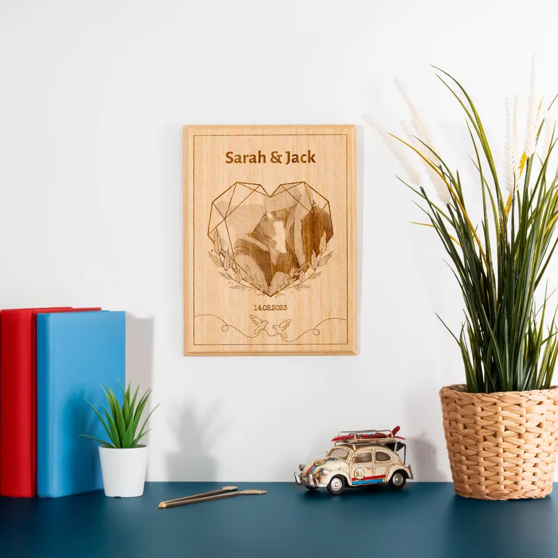 Custom Heart Photo Wooden Frame for Couples