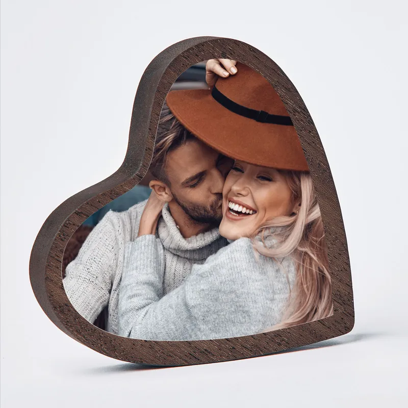 Personalised Heart-Shaped Wooden Photo Keepsake