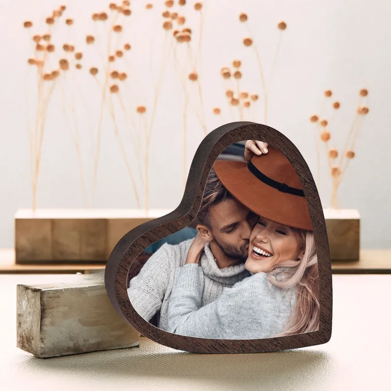 Personalised Heart-Shaped Wooden Photo Keepsake