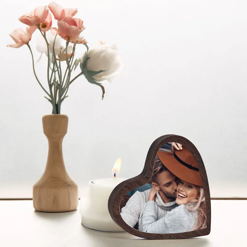 Personalised Heart-Shaped Wooden Photo Keepsake