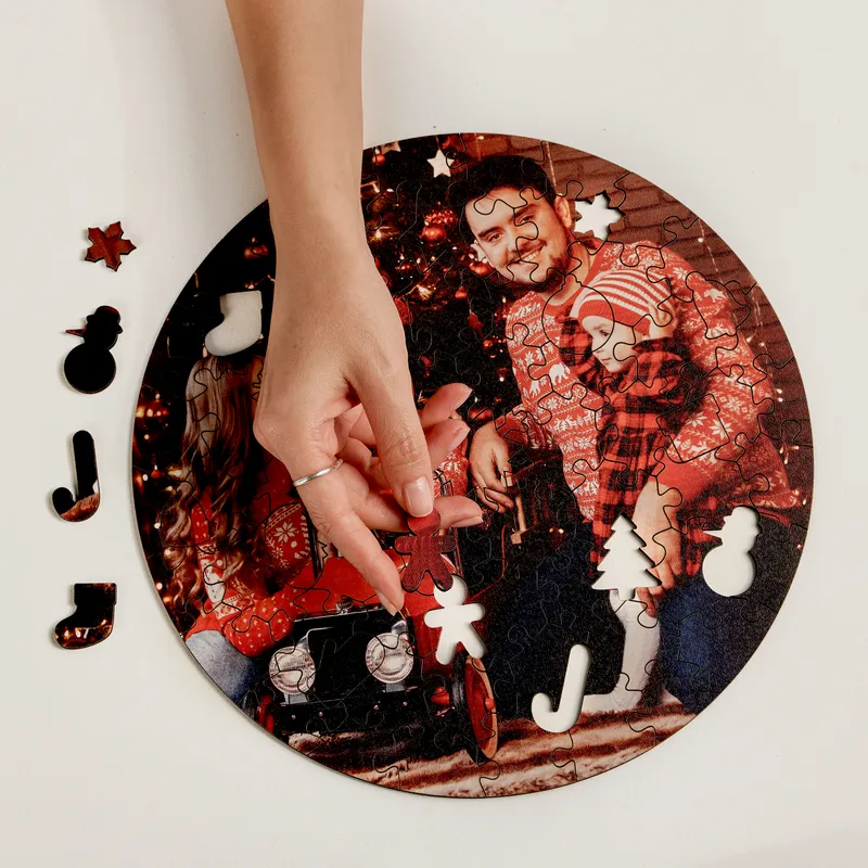 Custom Holiday Photo Wooden Puzzle Perfect Family Gift for Christmas