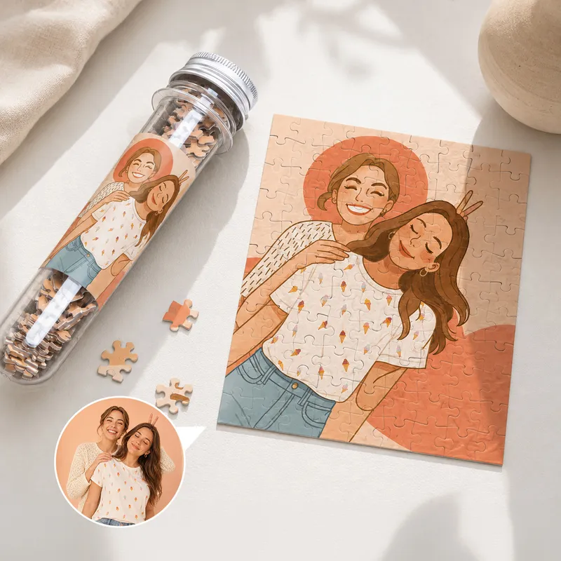 Custom Illustrated Photo Puzzle Gift