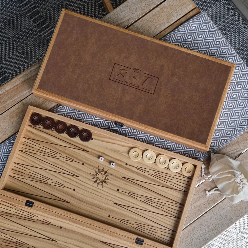 Personalised Initial and Date Leather Backgammon Set
