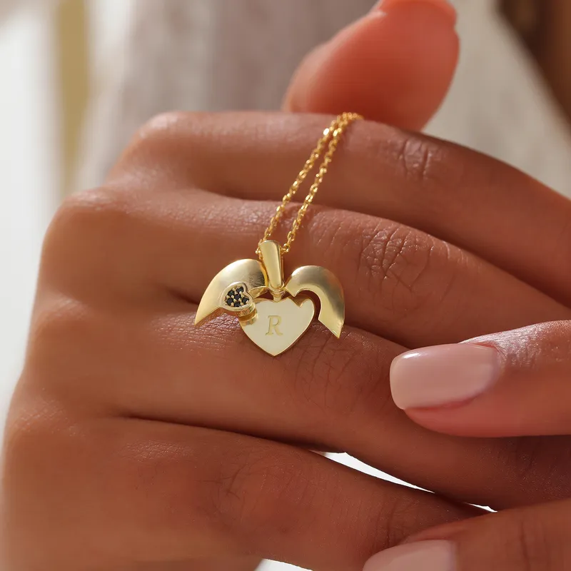 Custom Initial Heart Shaped Pop-Up Gold Plated Necklace