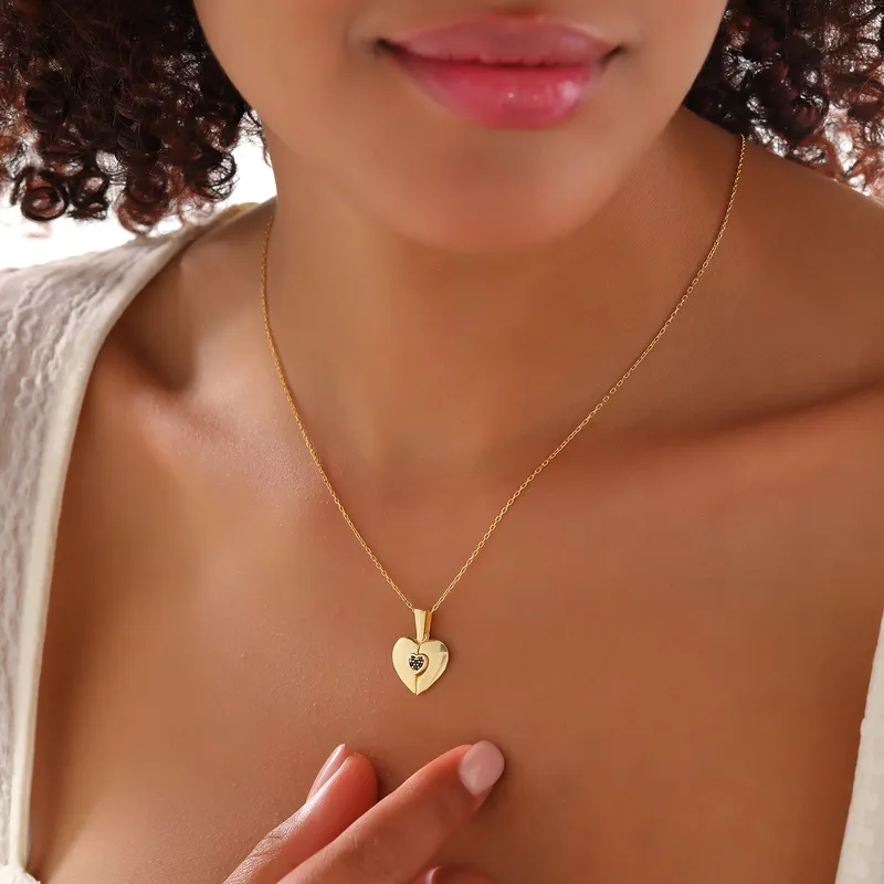 Custom Initial Heart Shaped Pop-Up Gold Plated Necklace
