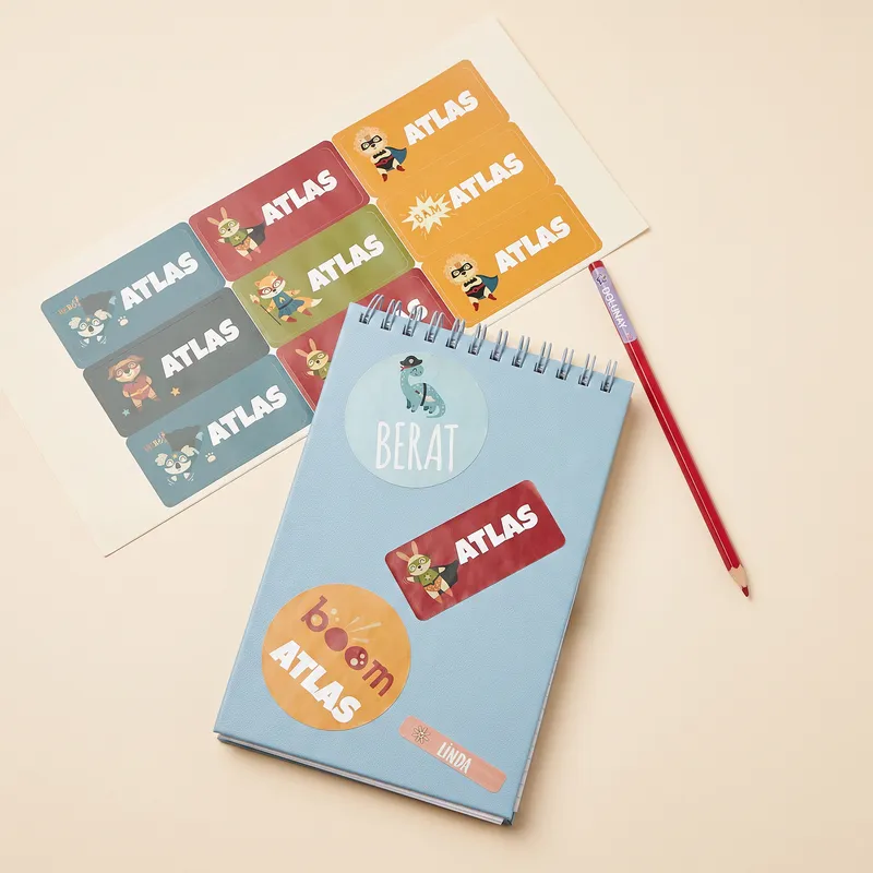 Custom Kids School Set – Water Bottle, Name Stickers or Iron-On Clothing Labels