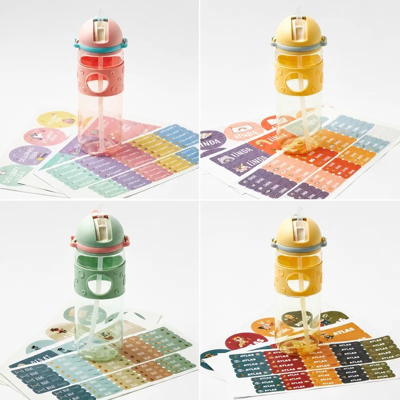 Custom Kids School Set – Water Bottle, Name Stickers or Iron-On Clothing Labels