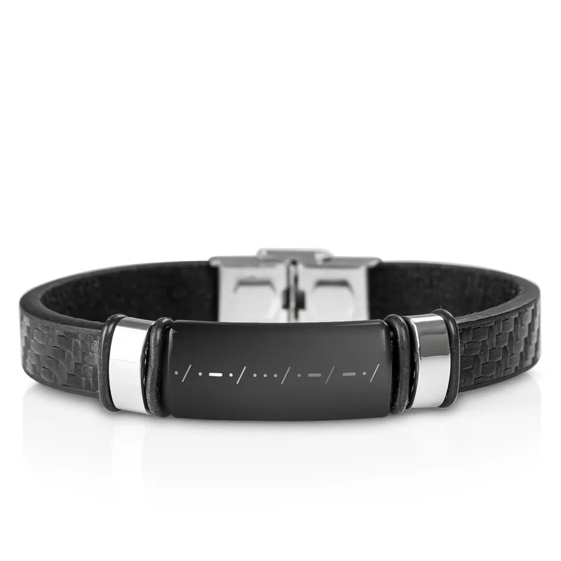 Custom Leather Bracelet with Morse Code