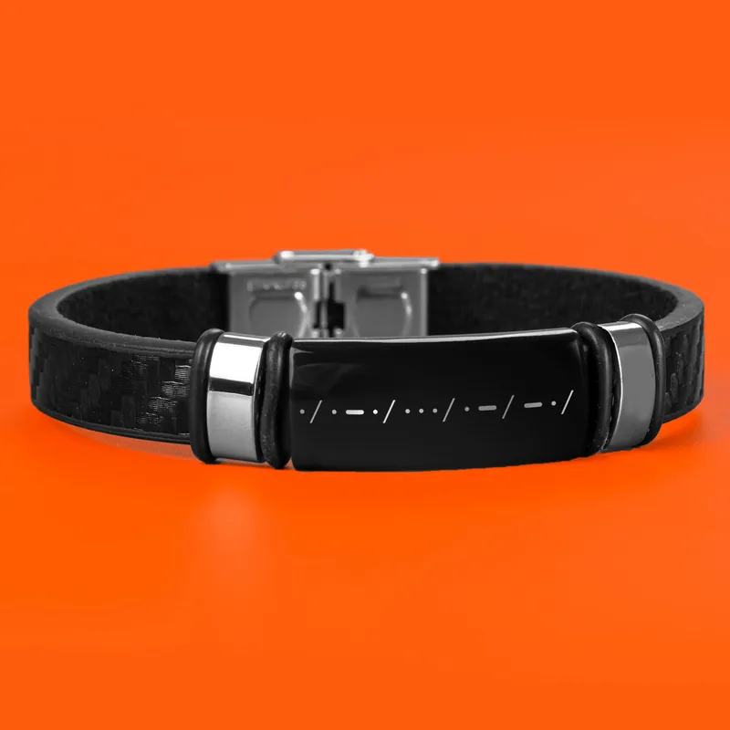 Custom Leather Bracelet with Morse Code